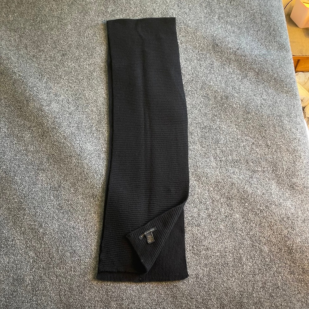 Banana Republic Mens Black Ribbed Knit Scarf Wool Cashmere‎ Angora Blend Premium